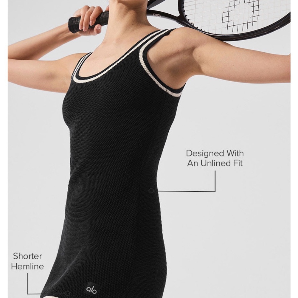 ALO Yoga Black Mini Tank Dress with White Trim - Picture 2 of 6